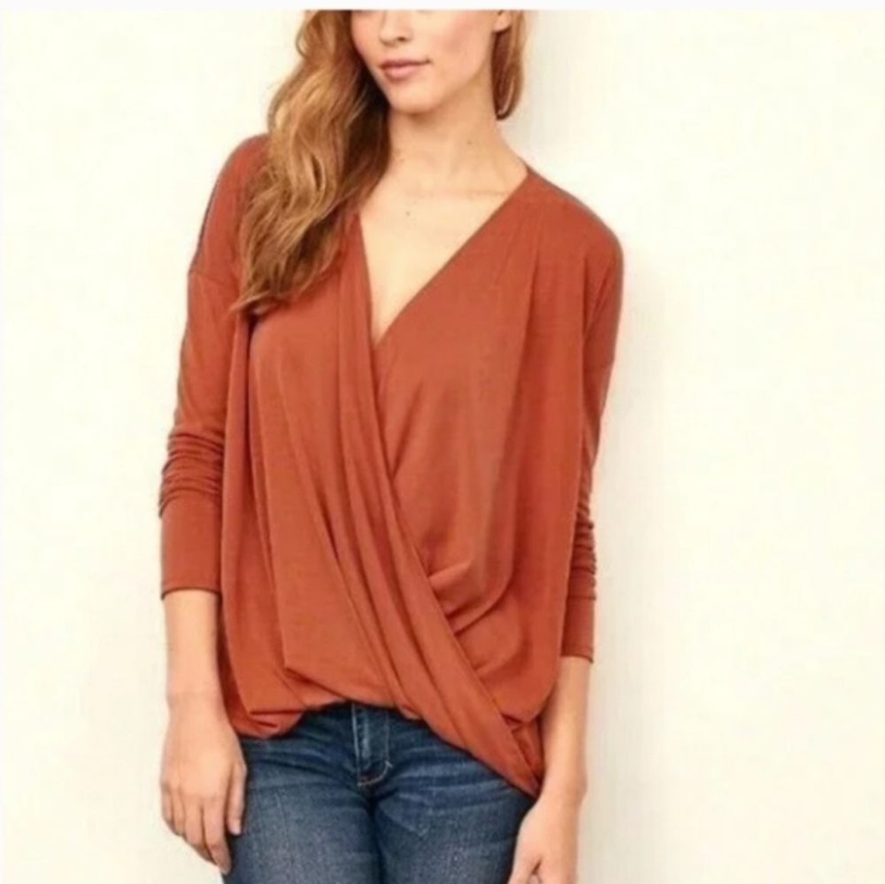 Abercrombie & Fitch Twist-Front Long Sleeve Top - Rust